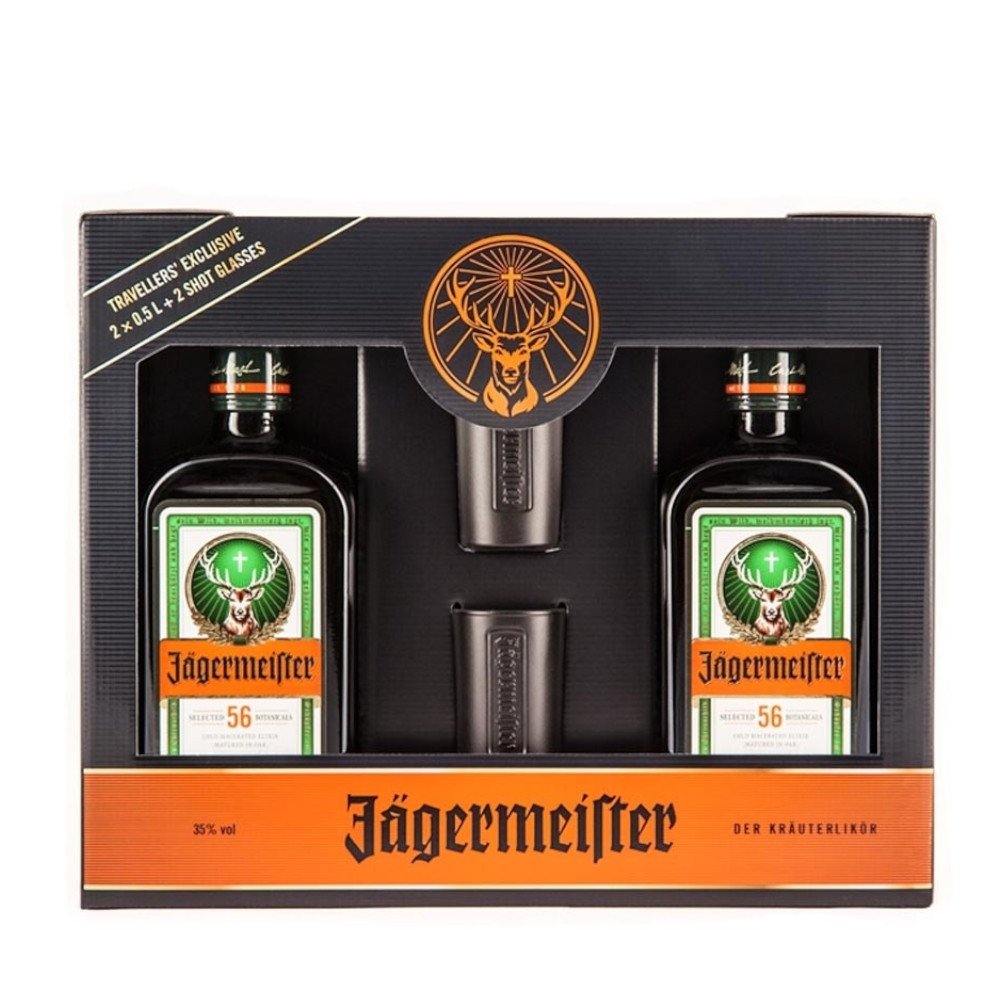 LICOR JAGERMEISTER 1750 ML. CON 2 VASOS