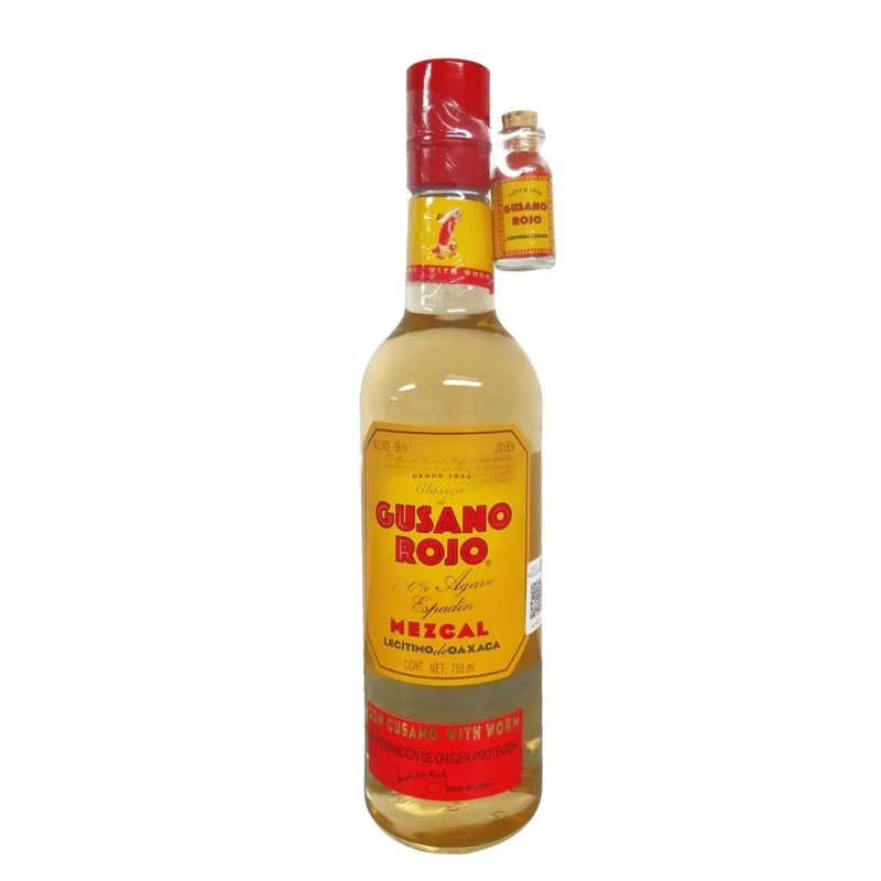 MEZCAL GUSANO ROJO CON GUSANO Y SAL 750 ML