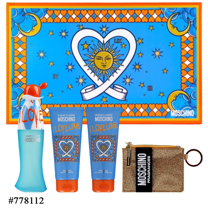 MOSCHINO I LOVE LOVE WOMEN 4PC SET EDT 100ML B/L 