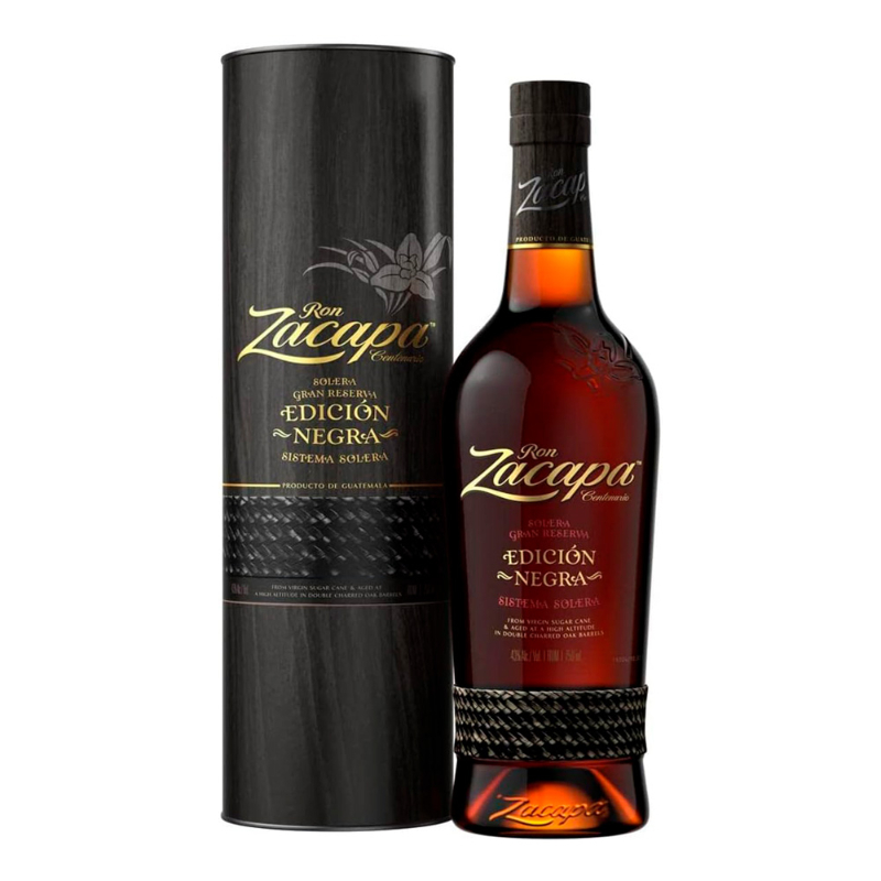 RON ZACAPA EDICIÓN NEGRA CON TUBO 1 LT